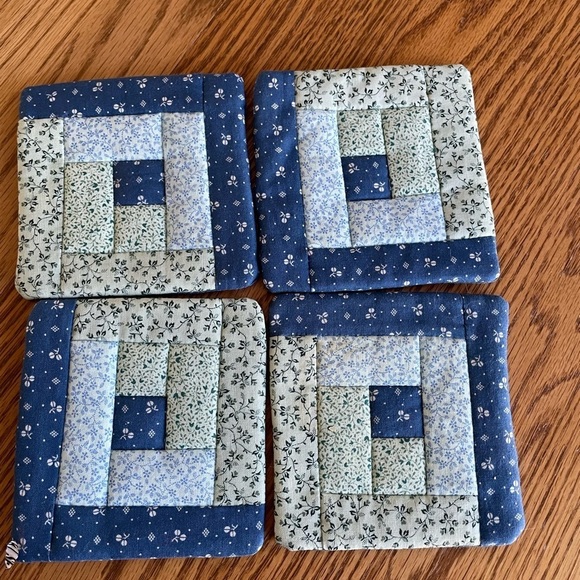 Blue Fabric Coaster Set OF 4 - Picture 1 of 5